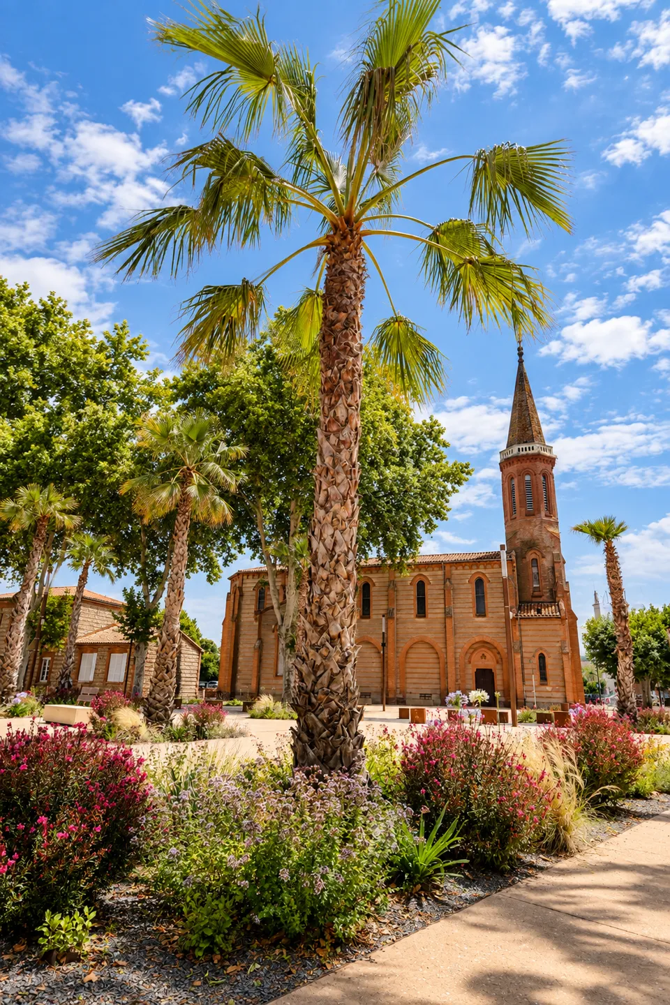 L’église de Labarthe-sur-Lèze et ses palmiers